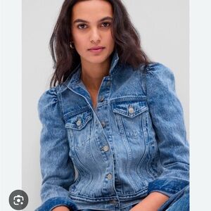 Gap Puff Sleeve Acid Wash Jean Jacket NWT